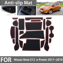 for Nissan Note E-Power Nismo E12 NE12 HE12 2017 2018 2019 Anti-slip Mat Door Groove Gate Slot Cup Pad Car Stickers Accessories