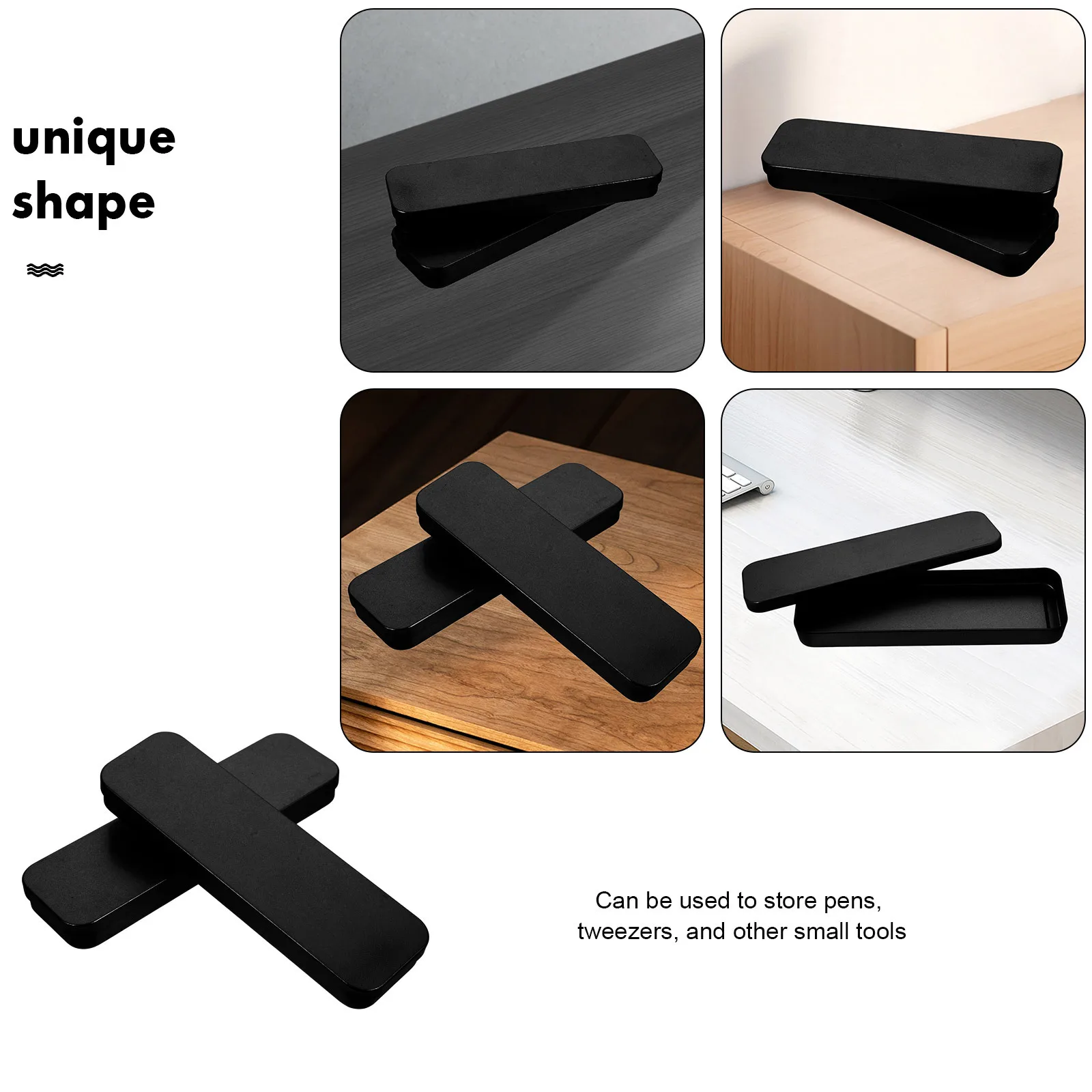 2Pcs Stylish Tin Pencil Case Multifunctional Waterproof Metal Box for Students Crayon Pen Storage Organizer Rectangular