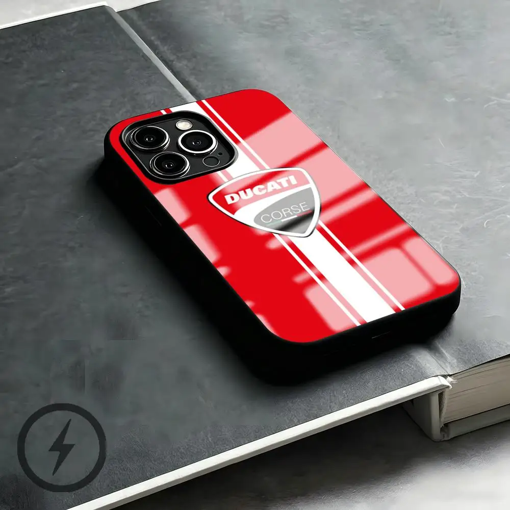 Coole D-Ducaties-I Handyhülle für iPhone 17 16 15 14 13 12 11 X XR XS 8 Plus Mini Pro Max Glas Magnetische Handyhülle