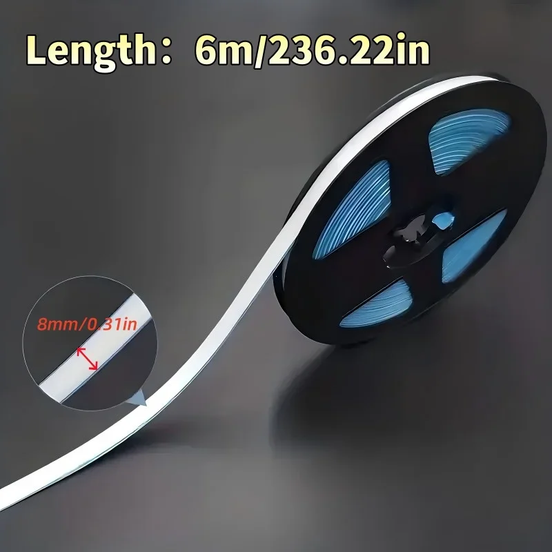 1 Roll 6mx8mm PVC Self-Adhesive Gap Tape Easy to Peel and Stick for Home Decoration, for Kitchen, Bathroom, Toilet, Living Room