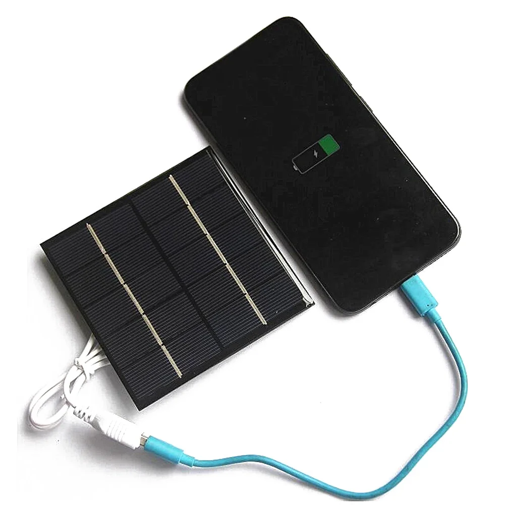 Solar Panel 5V 2W Solar Plate Battery Charger Board With USB Safe Charge For Power Bank Phone Outdoor Camping Home Charging