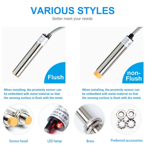 Imagen 2 del producto M8 M12 M18 M30 interruptor de Sensor de proximidad inductivo detectar interruptores de Sensor de Metal 12V DC 220V AC NPN PNP NO NC 2mm 4mm 8mm detección