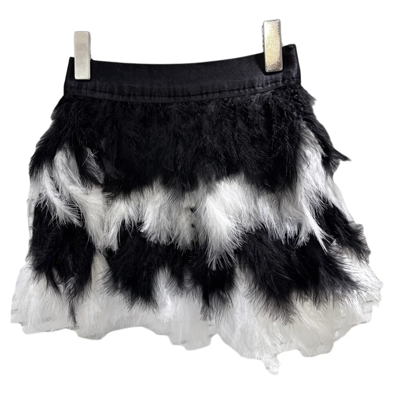 

Ele Bla White Color Blo Feathers Design ort Юбка с эластичной резинкой на талии A-Line f Юбка для тела Роскошная повседневная одежда