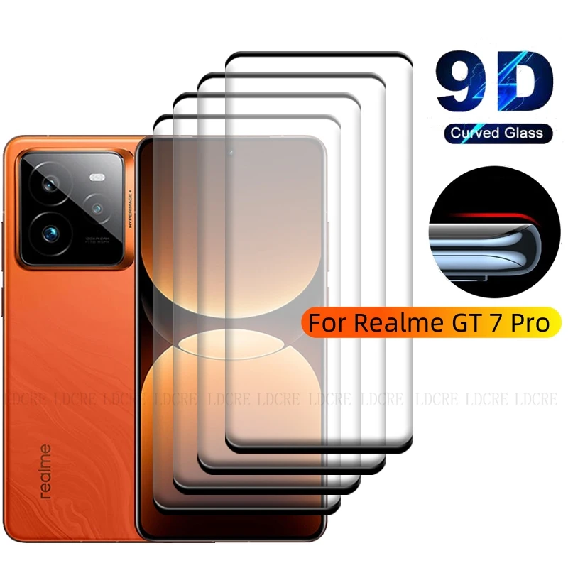 4Pcs For Realme GT 7 Pro Glass OPPO Realme GT 7 Pro Tempered Glass 9H HD Full Curved Protective Screen Protetor Realme GT 7 Pro