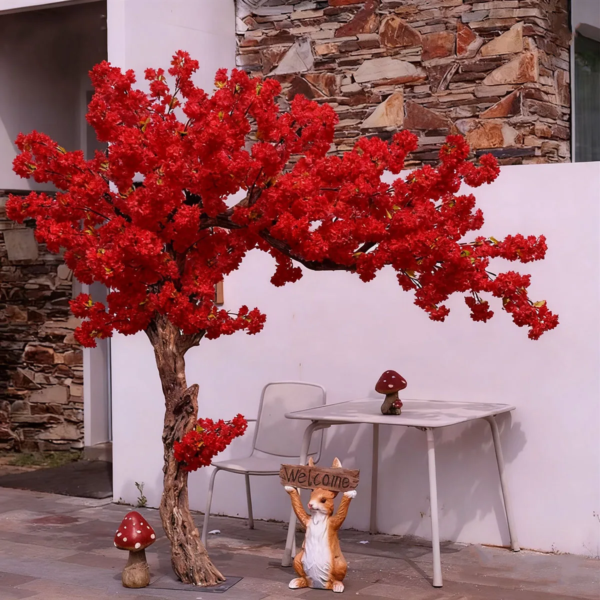

Red Cherry Blossom Tree Artificial Handmade Flowering Branches Home Office Party Wedding Decor Indoor Outdoor