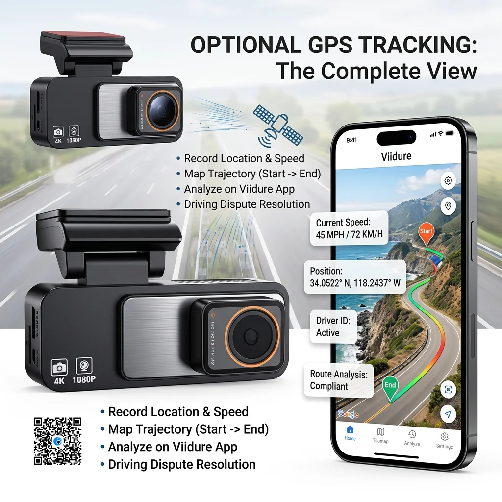 4K Dash Cam Built-in GPS WiFi Front and Rear Supercapacitor 24H Parking Monitor Dual Lens 3.2\