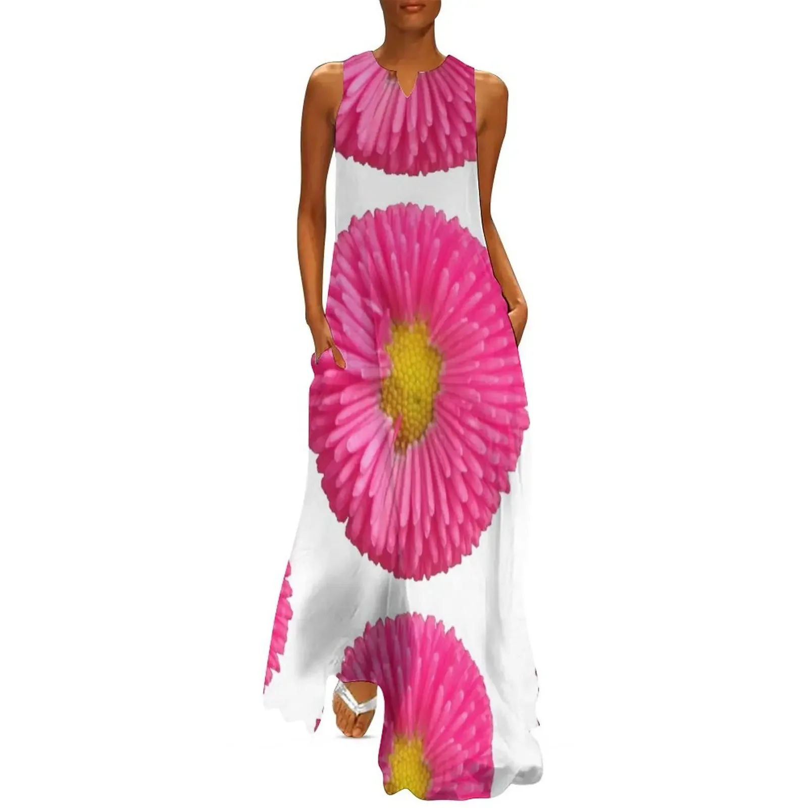 

a great summer flower in the color pink, pink, Long Dress Beachwear Dress