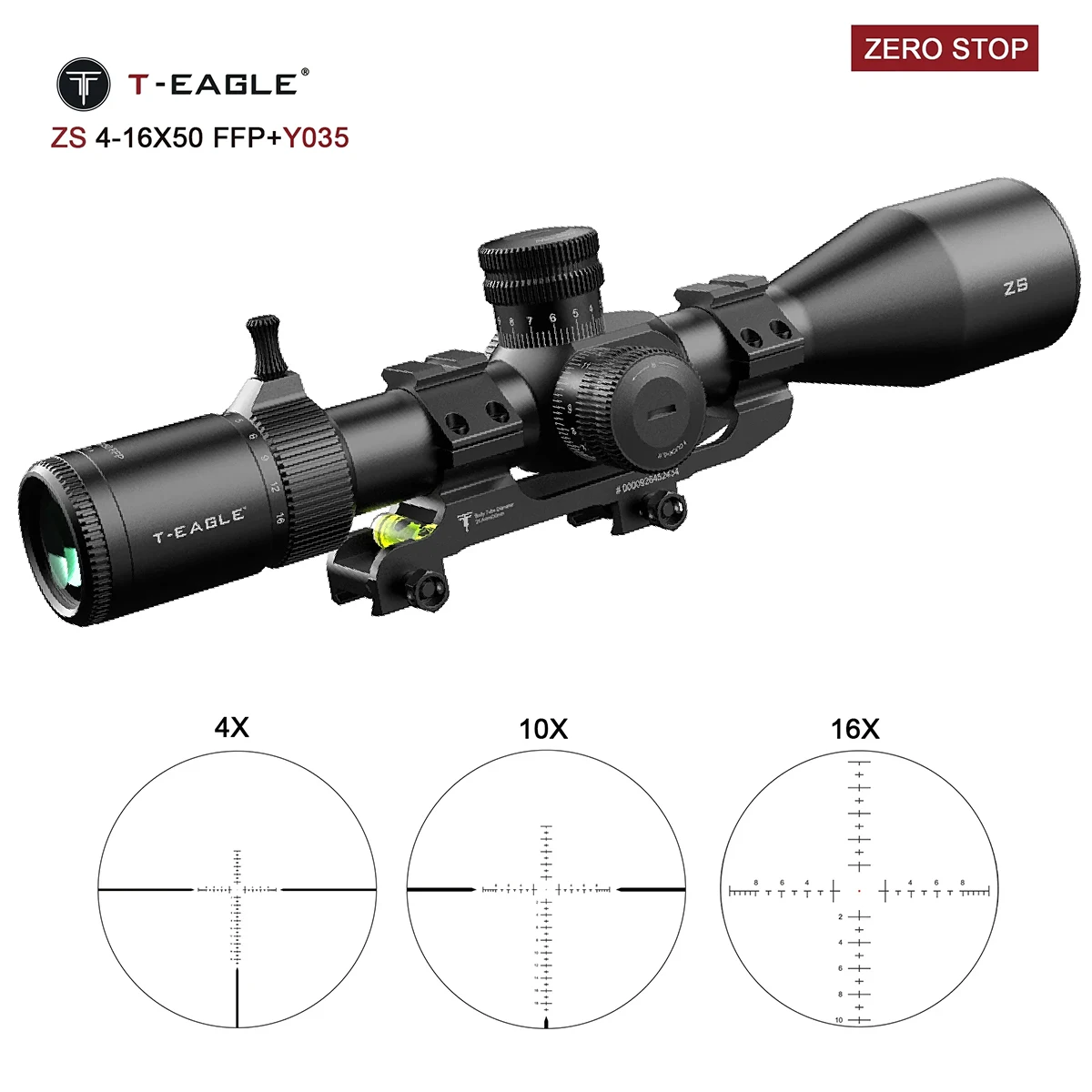 

Оптический прицел T-Eagle ZS 4-16x50 FFP для охоты и точной стрельбы с функцией блокировки и сброса, тактический, для PCP-винтовок