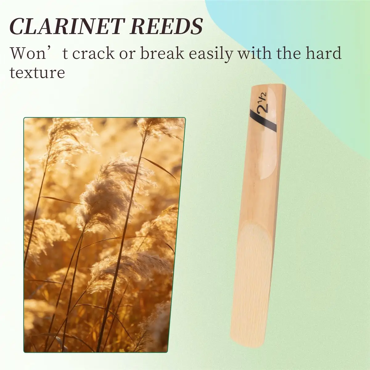 #77K 10Pcs Bb Clarinet Reeds Strength 2.5 2-1/2 Reed Bamboo Woodwind,2.5  Reed,(wood color)