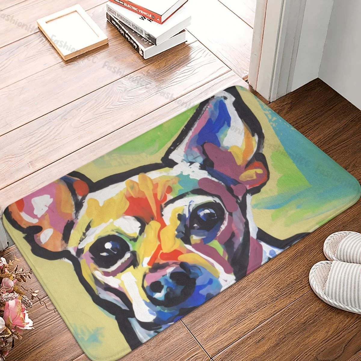 Chihuahua Pet Dog Lovers Bedroom Mat Chi Dog Bright Colorful Pop Doormat Flannel Carpet Outdoor Rug Home Decoration