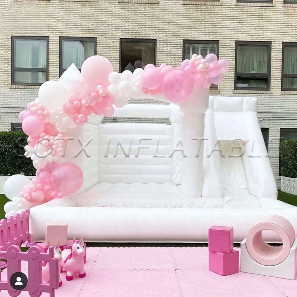 For Wedding Birthday Wholesale Outdoor Inflatable Wedding Bounce House Jumping Bouncer Slide Ball Pit Combo White Bouncy Castle