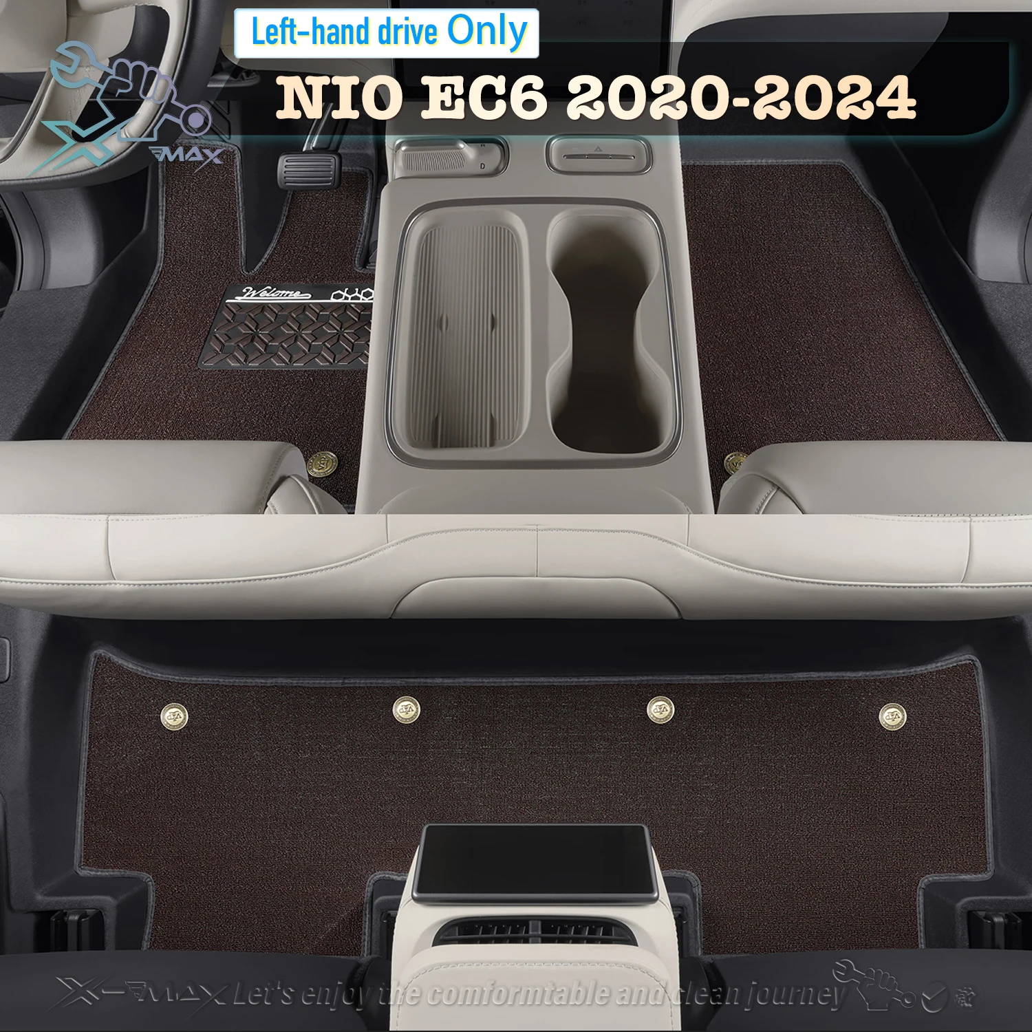 Left-hand Drive Car Floor Mat For NIO EC6 2020-2024 Full Surround Foot Mat Automotive Floor Mat Floor Liner Water-proof Mat