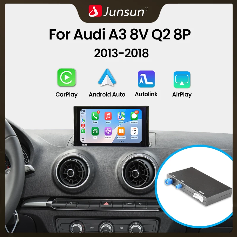 Decodificatore automatico Android CarPlay wireless Junsun per Audi A3 8v Q2 8P 2013-2018 Bluetooth AirPlay Mirrorlink