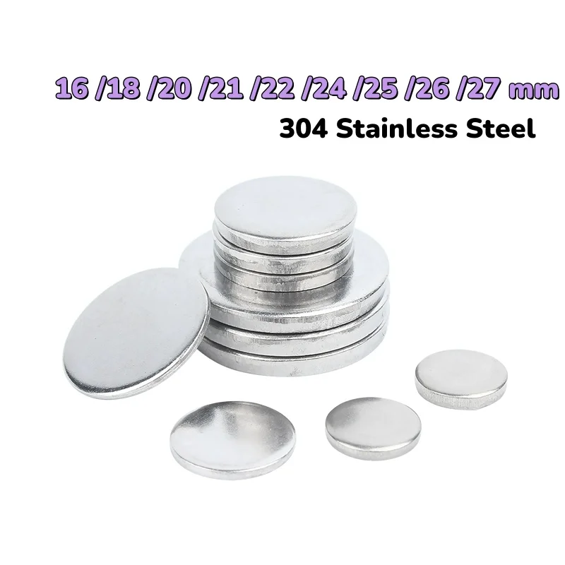 

304 Stainless Steel Diameter 16~27mm Circular Solid Flat-plate Round Disk Sheet Solid Flat Pad