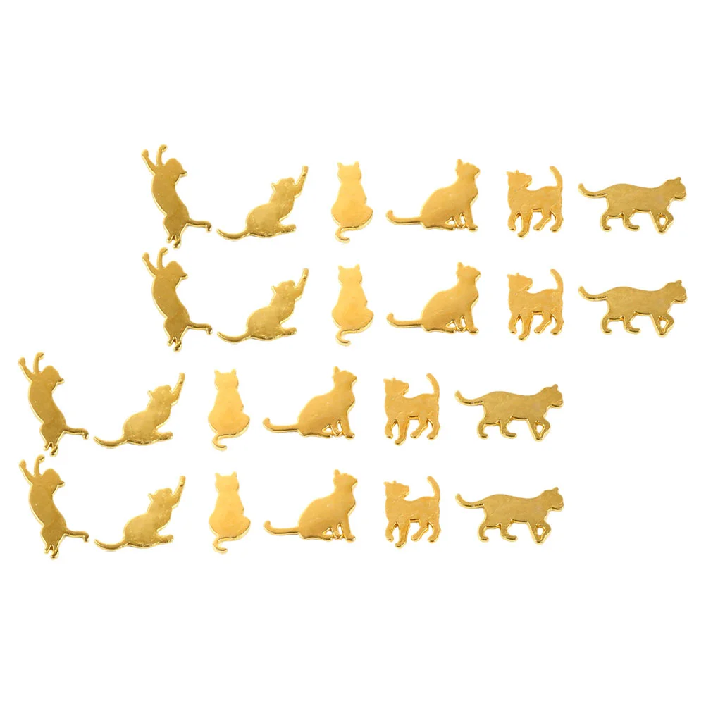 60 Pcs Cat Accessories Drop Glue Pendant Charm Metal Resin Fillers Phone Case Ornament Shell Decoration UV