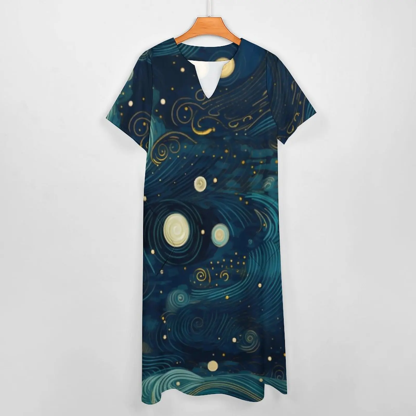 Sterrennacht Sky Jurk Zomer Van Gogh Beroemd Schilderij Street Fashion Boho Strand Lange Jurken Dames Maxi Jurk 3XL 4XL 5XL