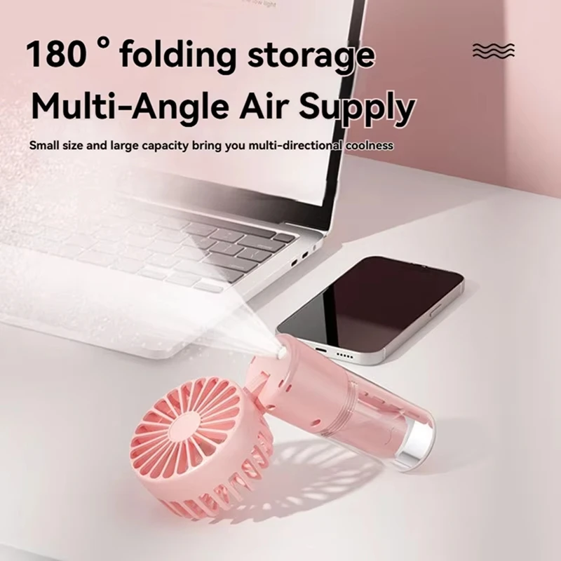 AD24-Портативный мини-вентилятор с USB-перезаряжаемым увлажнителем, охлаждающим спреем, идеально подходит для дома, офиса, общежития, компактных и портативных устройств