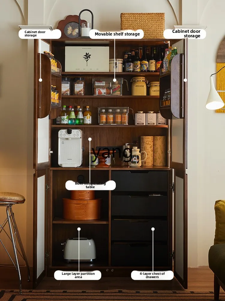 

lmm Retro Sideboard Wall-Mounted Vintage Storage Cabinet Small Apartment Solid Wood High Cabinet