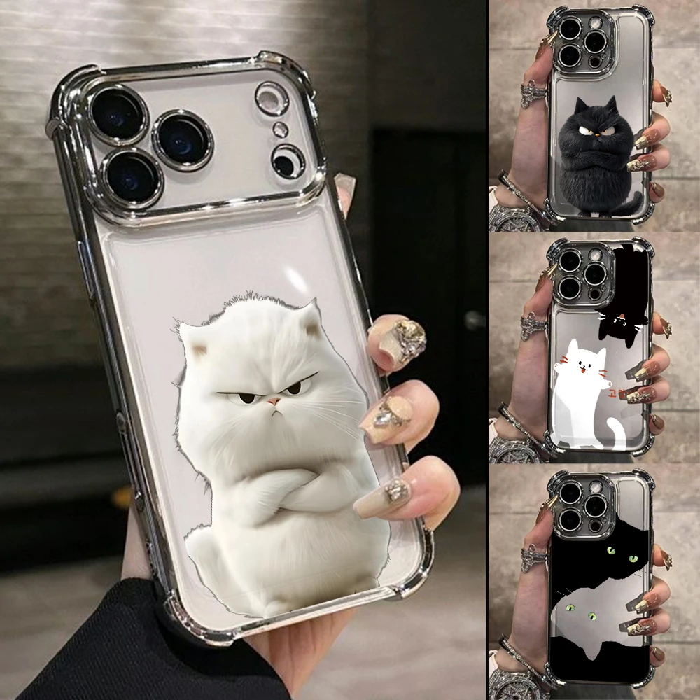 Angry little cat Phone Case for Samsung Galaxy A57 A56 A55 A54 A53 A52 A37 A36 A16 A06 4G 5G Anti-drop Transparent Cover