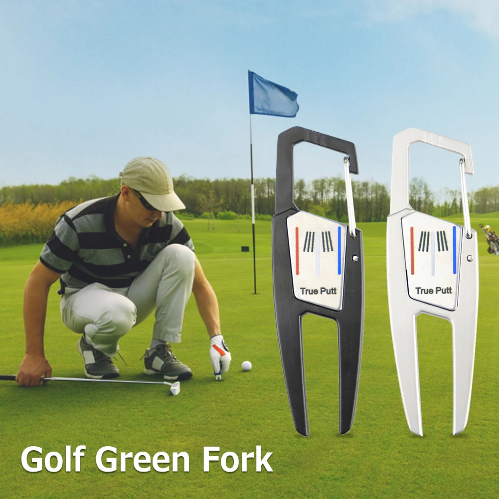 Portable Golf Green Fork Training Aid Outdoor Golf Pitchfork Zinc Alloy Green Divot Tool Multifunctional Golf Sports Accessories