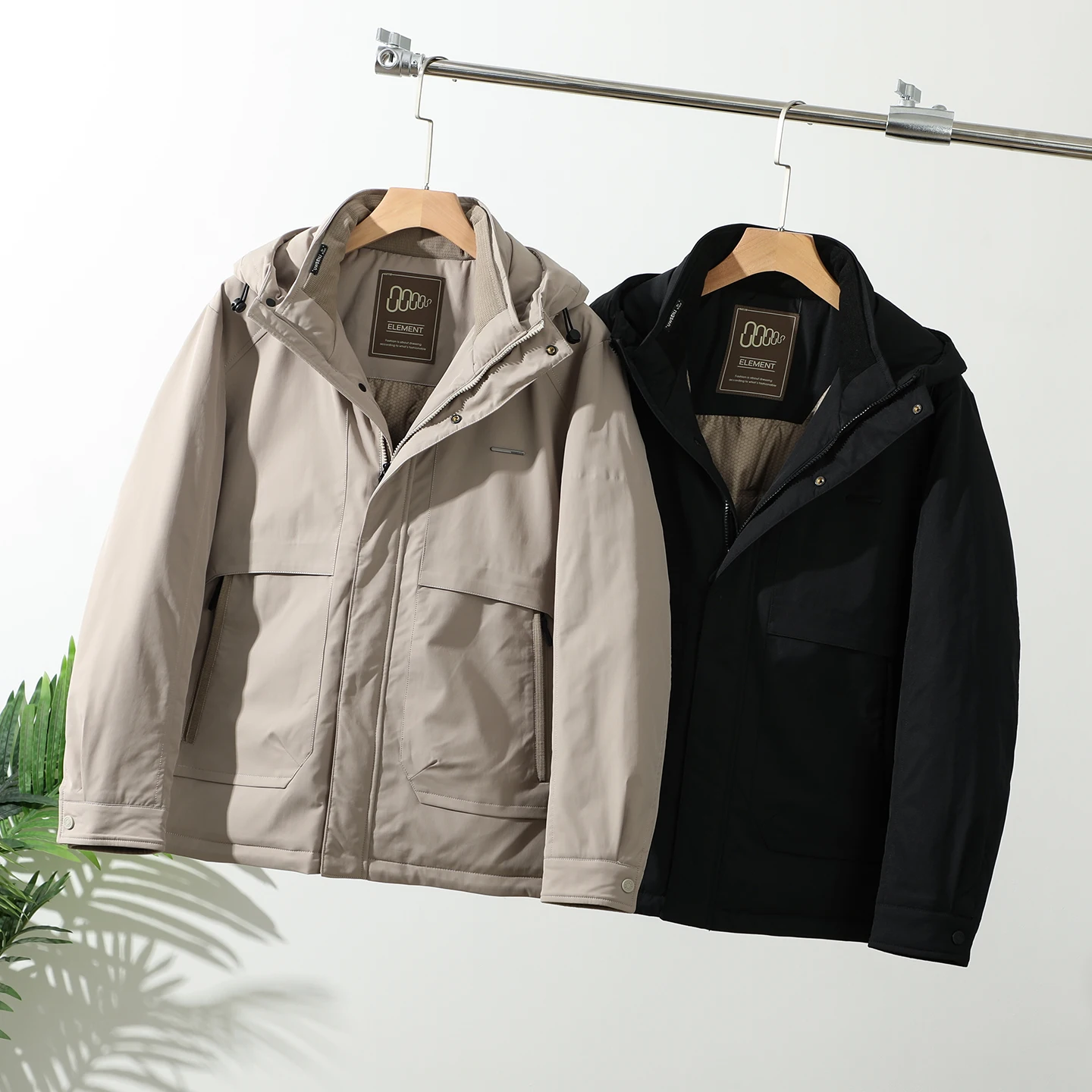 

Мужская пуховая куртка с капюшоном, 90% пуха, ветрозащитная, водонепроницаемая, повседневная, теплая, из полиэфирного волокна, на молнии, длинный рукав