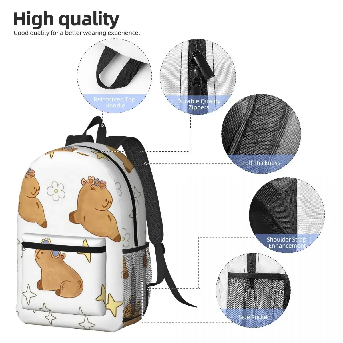 Capybara And Stars Starry Night Backpack Daypack Large Capacity Boys Girls BookBag School Bag Shoulder Bags for Men Women
