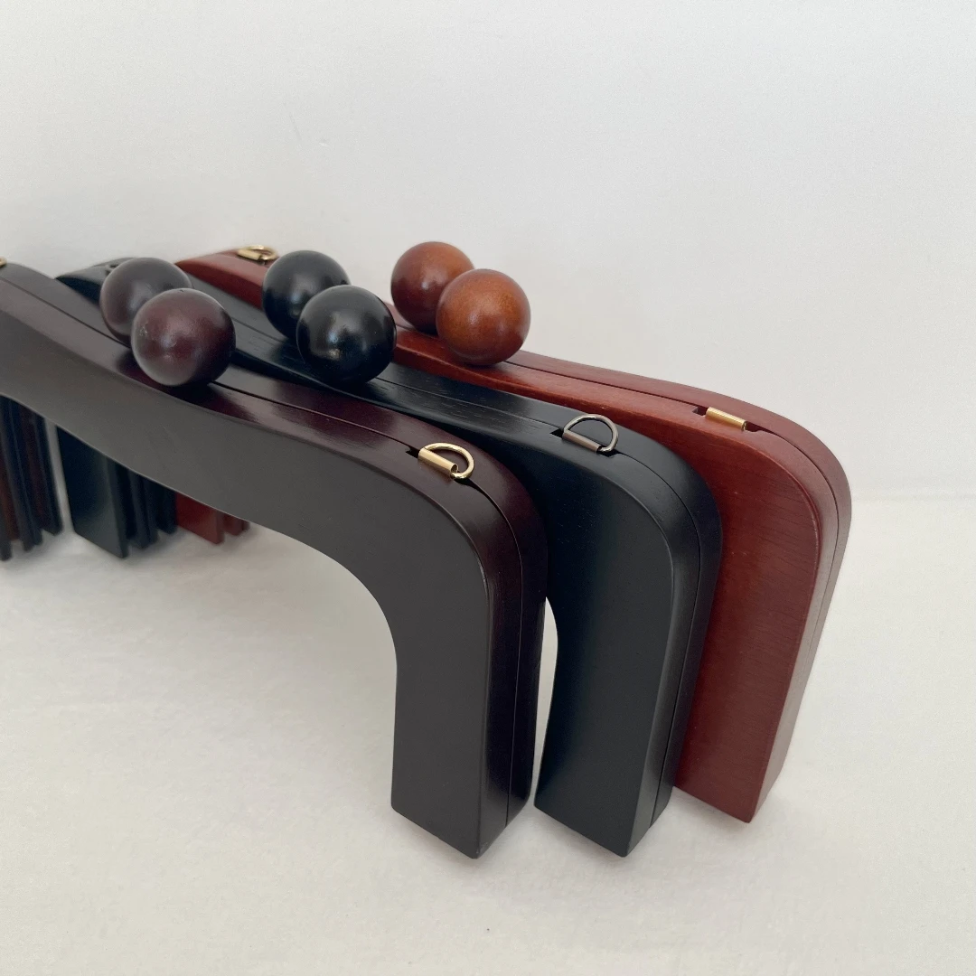 22CM Wood Head Bag Purse Frame with Screws Handbag Handle Wood Bag Parts Chain Clasp Accessories for Wallet And Coin Bag Making