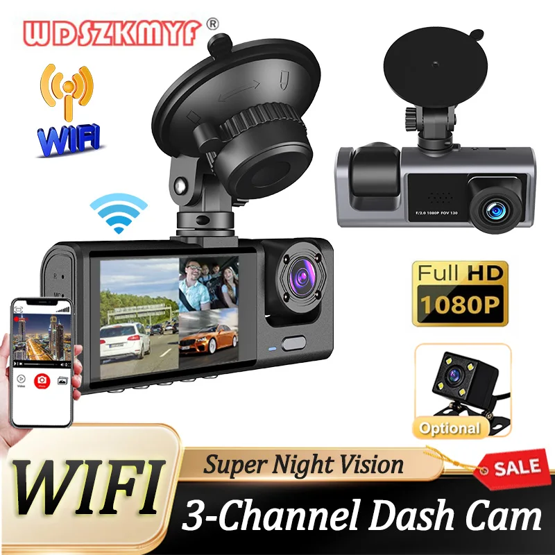 

3-Channel Dash Cam for Cars HD 1080P WIFI Video Recorder Dashcam Front and Rear View Camera for Vehicle Car DVR Car Assecories