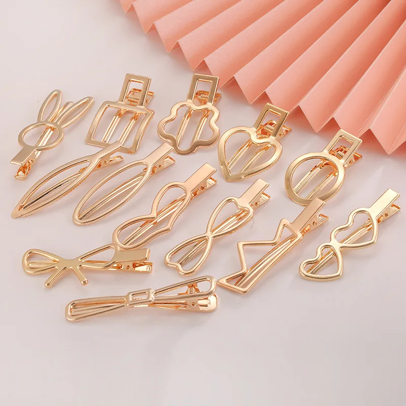 2022 New Fashion Simple Geometric Metal Hollow Duckbill Clip Bangs Clip Side Barrettes DIY Hair Accessories Headwear Jewelry