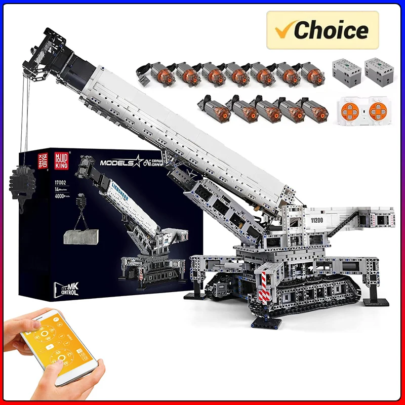 

MOLD KING 17002, технические игрушки для автомобилей, MOC-10123, радиоуправляемый моторизованный кран Liebher LTR 11200, модель грузовика, строительные блоки, подарки для детей