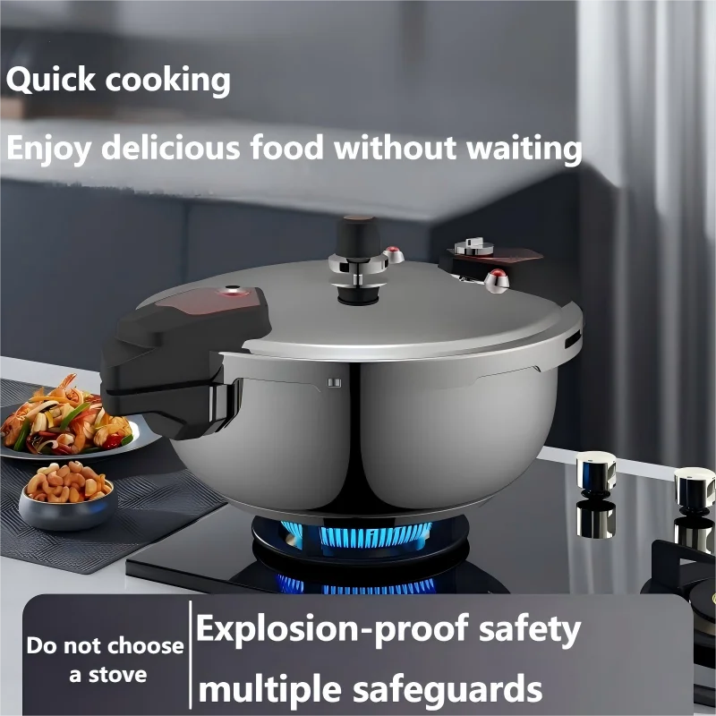 Commercial Grade Stainless Steel Pressure Cooker - Tri-Ply Clad Base for Gas & Induction | Explosion-Proof Design