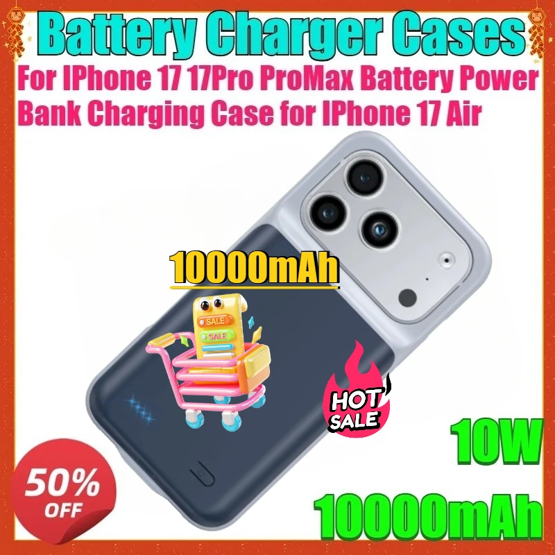 

New 10000mAh Battery Charger Cases for IPhone 17 17Pro ProMax Battery Power Bank Charging Case for IPhone 17 Air