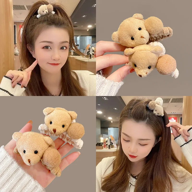 

New Plush Bear Hair Claw Clip Cute Cartoon Hair Clip Claw Clamp Women Girls Barrettes Headwear Kids Hair Accessories 7.5cm