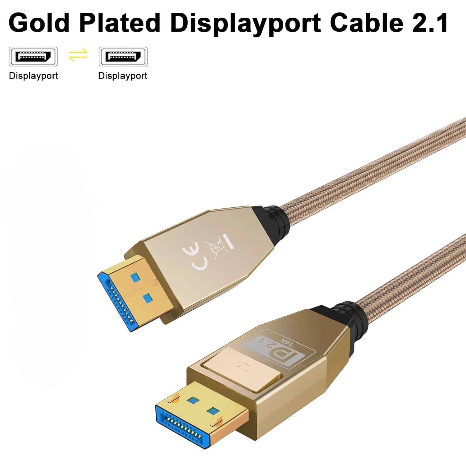 

1M 16K Displayport Cable 8K@120Hz 4K@240Hz DP 2.1 Cable Support 80Gbps HDR DSC for FreeSync G-Sync Gaming Monitor 4090 7900xtx