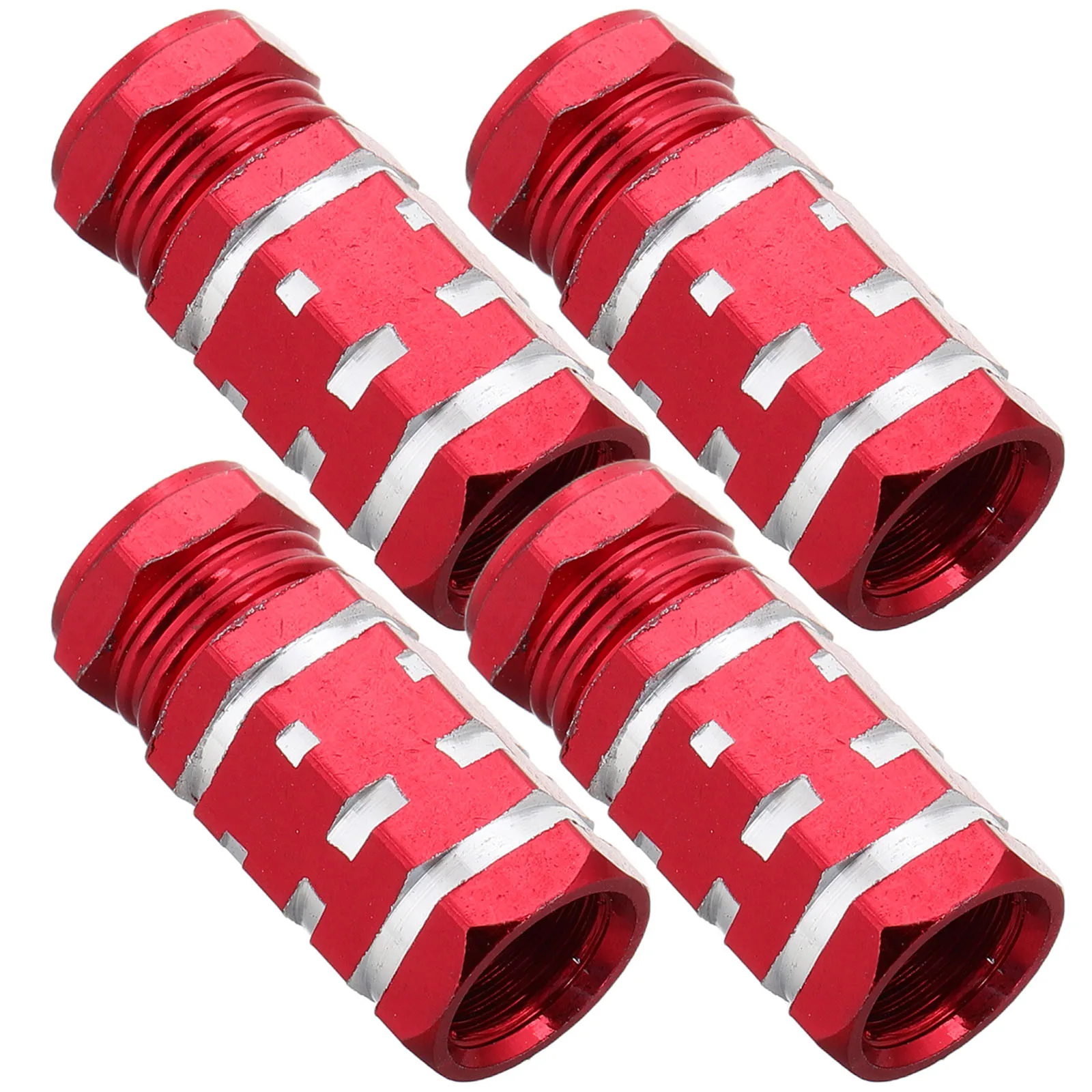 

4 pcs Tire Valve Caps Red Stem Screw Aluminum Valves Hexagonal Design Durable Cars Bicycles Trucks Motorcycle