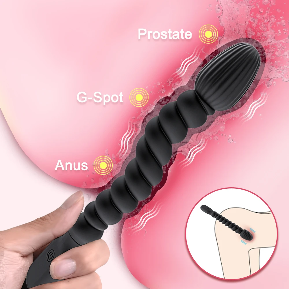 10 Kecepatan Manik-manik Anal Vibrator Perempuan untuk Wanita Lembut Butt Plug Stimulator Bergetar Gay Mainan Seks untuk Pria Dewasa Pijat Prostat