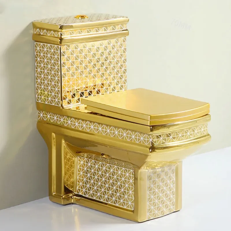 أدوات صحية للمرحاض المتكاملة الذهبية الفاخرة مع مرحاض حمام سيراميك التنين الذهبي، مناسبة للفندق