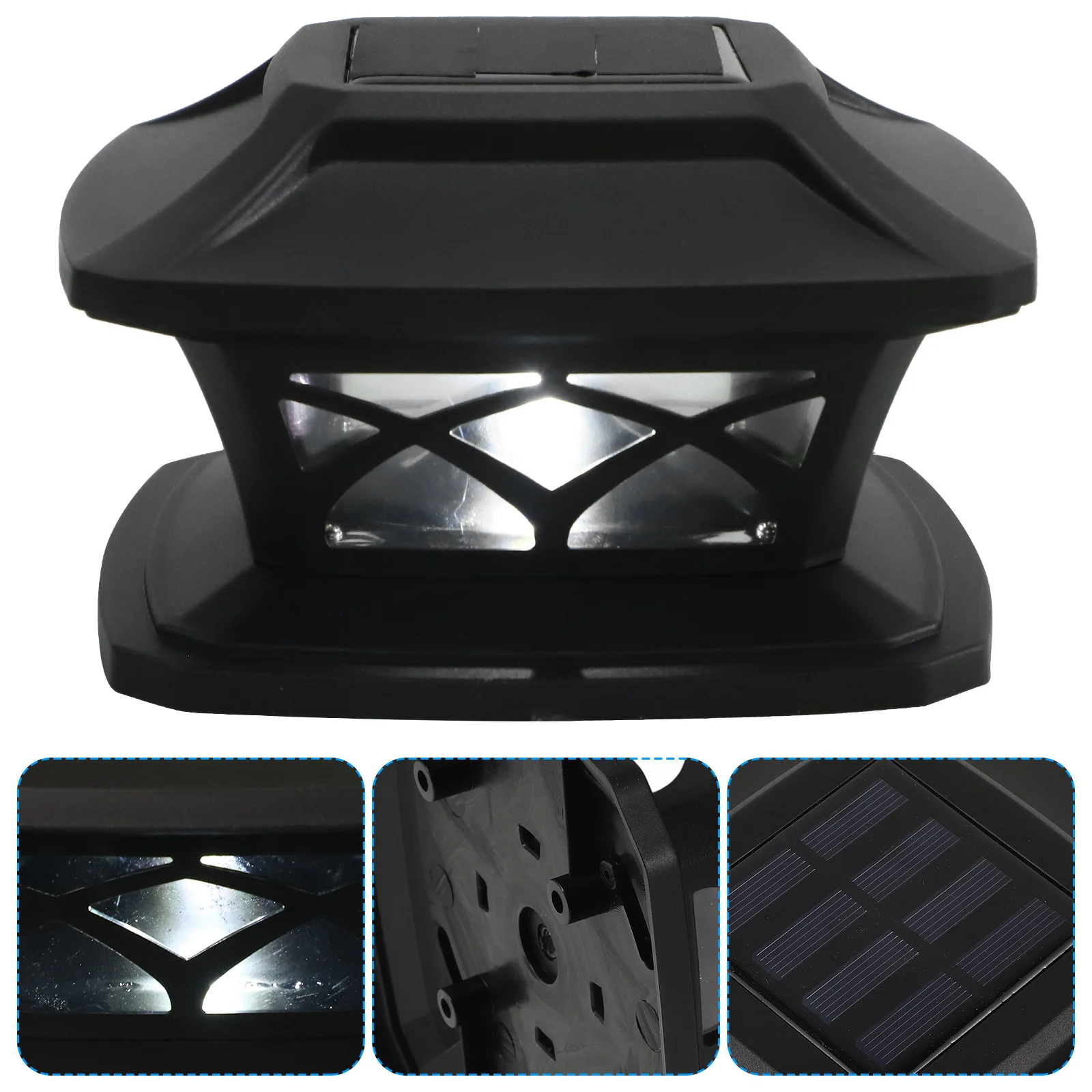 

Solar Post Cap Light Plastic Metal Durable Waterproof Outdoor Pillar Lamp Fence Deck Solar Powered Outdoor Light