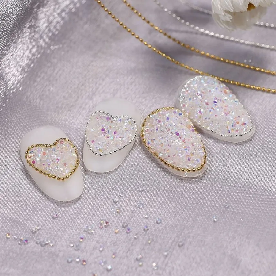 1 메터/갑 0.8mm 골드 실버 네일 비드 체인 매력 타원형 스톤 네일 아트 장식 Giltter 금속 강철 공 쥬얼리 액세서리