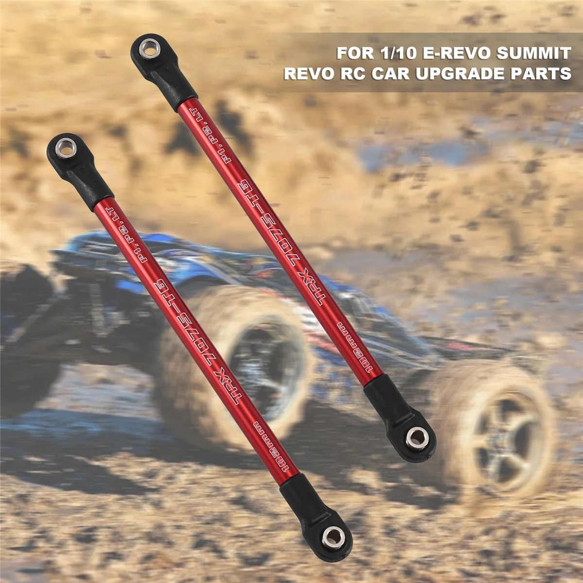 2Pcs อลูมิเนียม Pushrod Link Rod 5318X 5318 สีแดง-Anodized สําหรับ 1/10 Traxxas E-Revo Summit Revo RC รถอะไหล่อัพเกรด