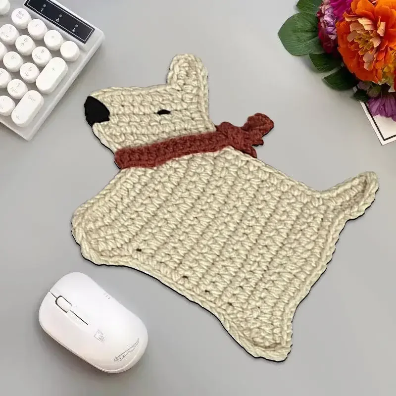 Home Simple Cute Three Dimensional Knitted Dog Small Shaped Workstation Office Desk Mouse Pad Female