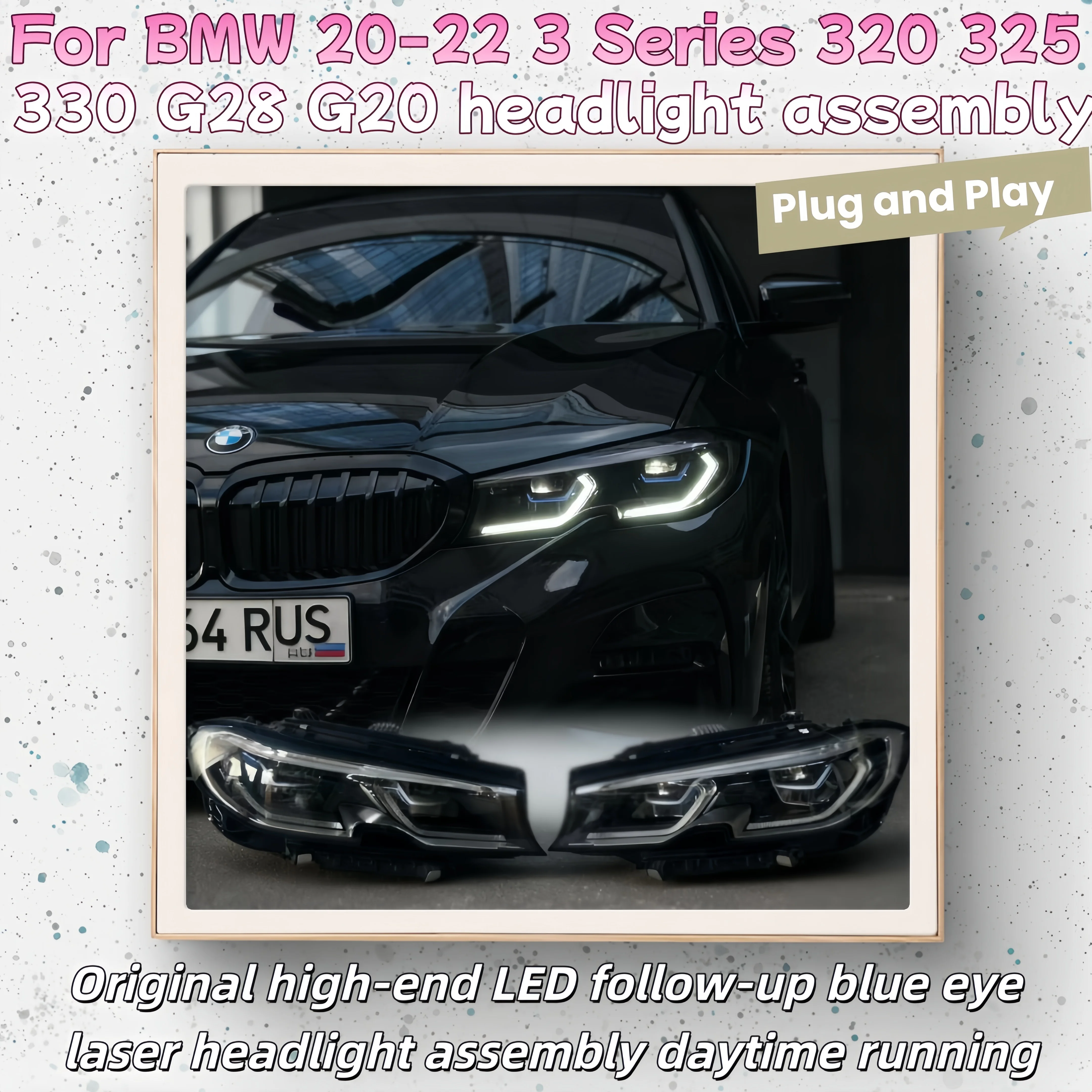 

For BMW 2020-2022 3Series 320 325 330 G28 G20 car accessories Original high-end LED follow-up blue eye laser headlight assembly