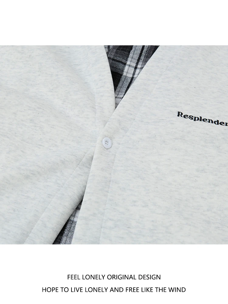 American Fashion Trend Plaid Patchwork Fleece Hooded Sweatshirt Jacket Unisex Autumn Winter Loose Casual Top