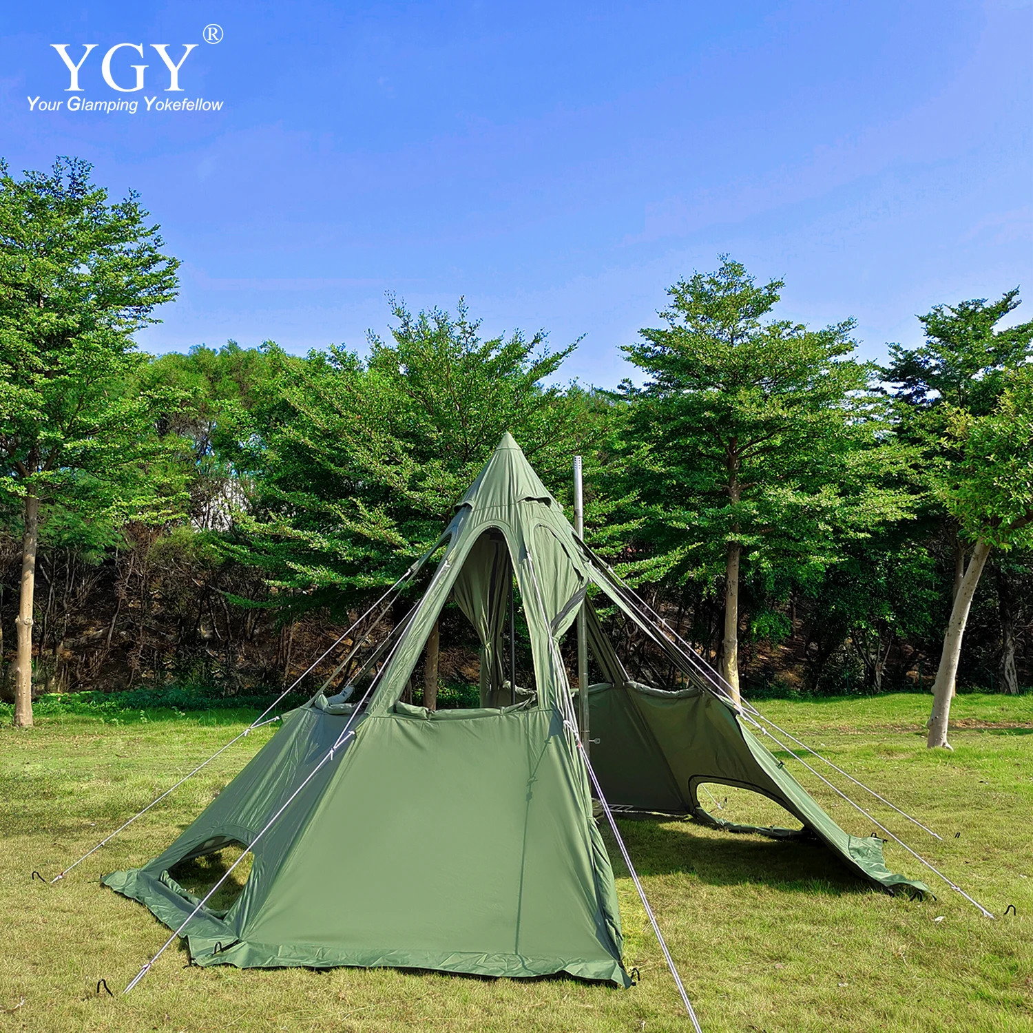 

Hot Teepee With Stove Jack Window, Wind-Proof Snow Skirt, 4 Seasons Tipi,Easy Set-up TC Cotton Pyramid Tent