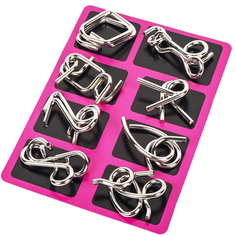 8 Teile/satz Metall Montessori Puzzle Draht Geist Gehirn Teaser Puzzles Kinder Erwachsene Interaktive Spiel Reliever Pädagogisches Spielzeug