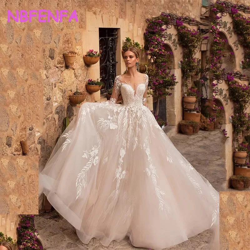 2024 Deep V Princess Sexy Backless Luxury Wedding Dress Puff Tulle White Flower Wedding Gown Simple Plus Size Bride Dress Women