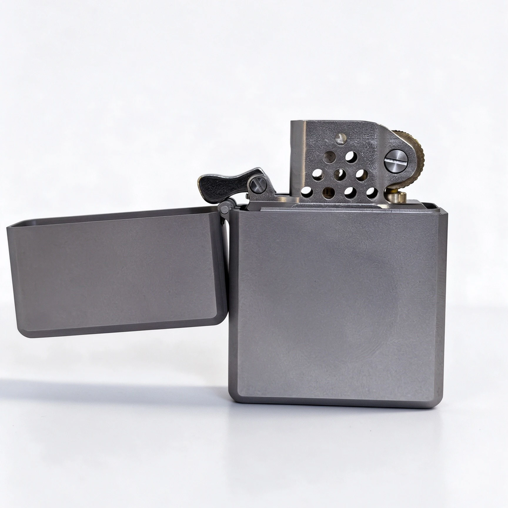 CNC Titanium Alloy Shell Coal Oil Lighter Flat Top Aluminum Insert Sealed Base Petrol Lighter 64g Men Gift for Dad and Husband