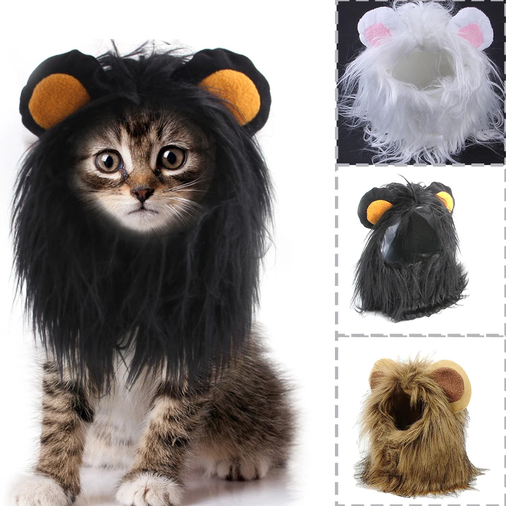 Cat Cosplay Dress Up Pet Hat Lion Mane for Cat Puppy Lion Wig Costume Party Decoration Halloween Christmas Pet Supplies