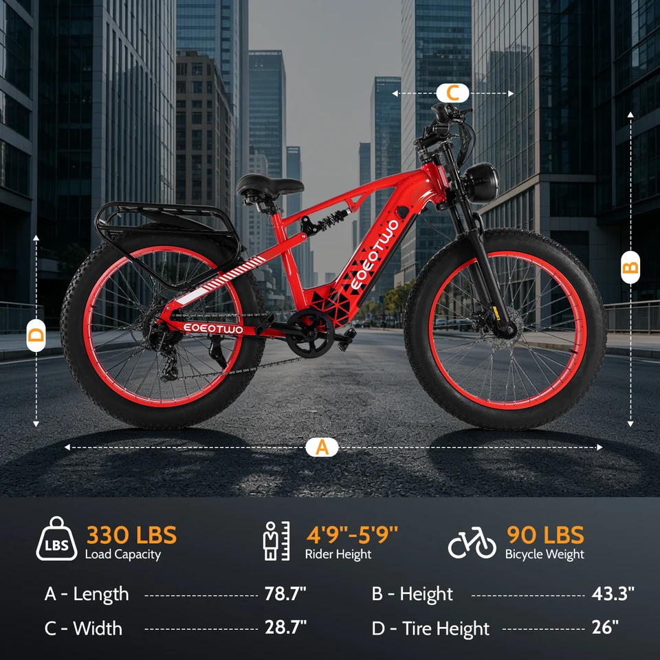 Electric Bike, 1500W Peak Ebikes for Adults, 26'' Fat Tire Best Ebike for Men Women, 60 Miles with 840Wh Battery, 34 MPH Max Speed Bicycles, 330LB Capacity image 14