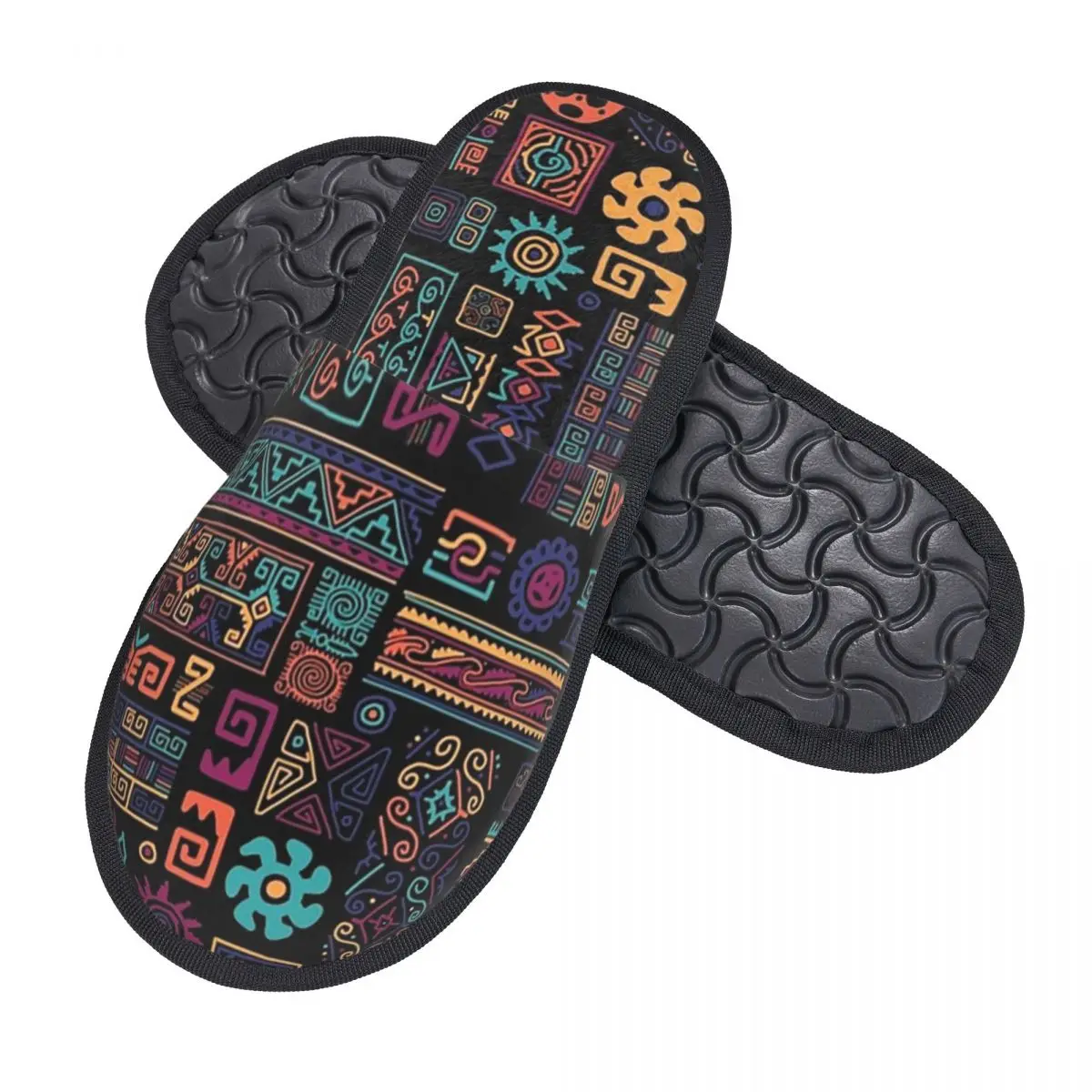 Custom African Ethnic Tribal Art Pattern Soft Memory Foam House Slippers Women Africa Ankara Cozy Warm Anti-skid Sole Slipper